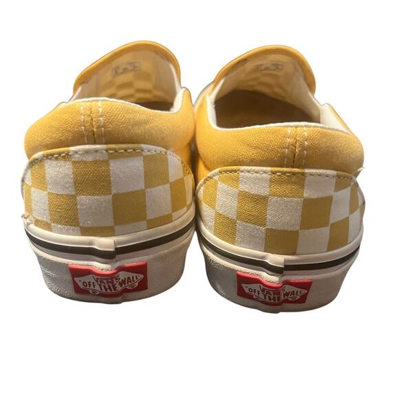Vans Yellow Classic Checkerboard Slip On Skateboard Shoes Men 6.5 Women Size 8 - Picture 4 of 10